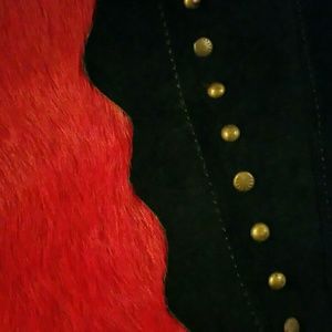 Black Suede Red Cowhide Handbag